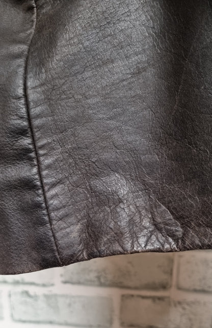 Woodland Dark Brown Leather Coat Size Medium