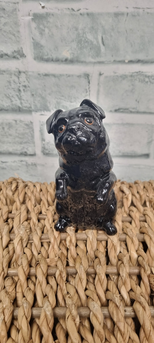 John Beswick Black Hand Painted Pug Figurine 4.5 Inches