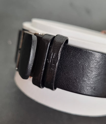 Skagen Blue and Silver Dial Black Leather Strap Watch