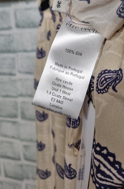 Etre Cecile Silk Paisley Pearl Trousers Size 36/8 BNWT