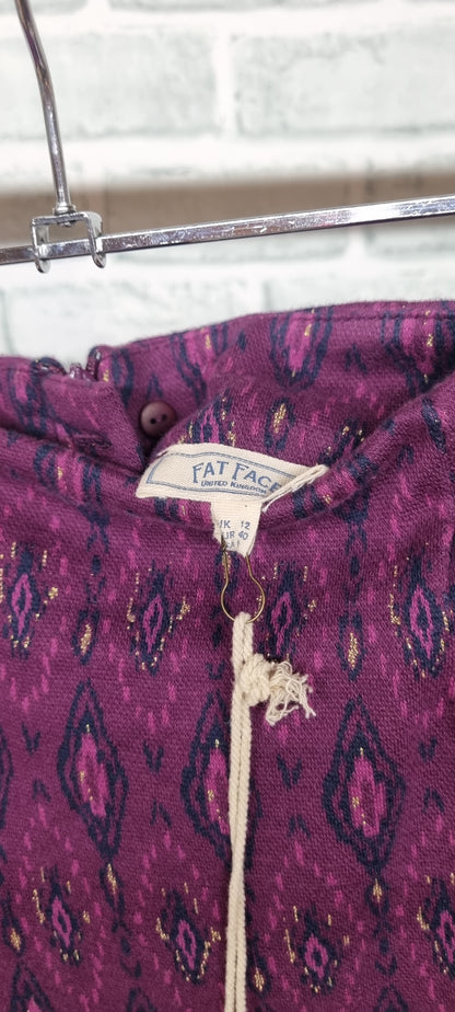 Fat Face Dark Purple Jennie Ikat Mini Skirt Size 12 BNWT