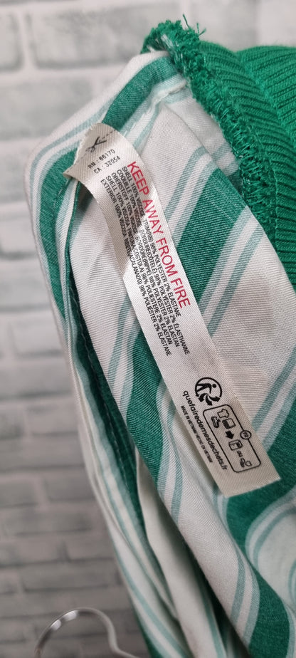 Anthropologie Plus Silk Style Viscose Green and White Stripe Shorts Size 2X BNWT