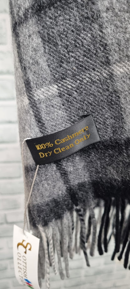 Scottish Collection Grey Tartan Cashmere Scarf BNWT