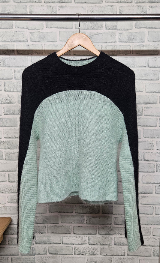 & Other Stories Mint Green Black Mohair Wool Mix Jumper Size Small
