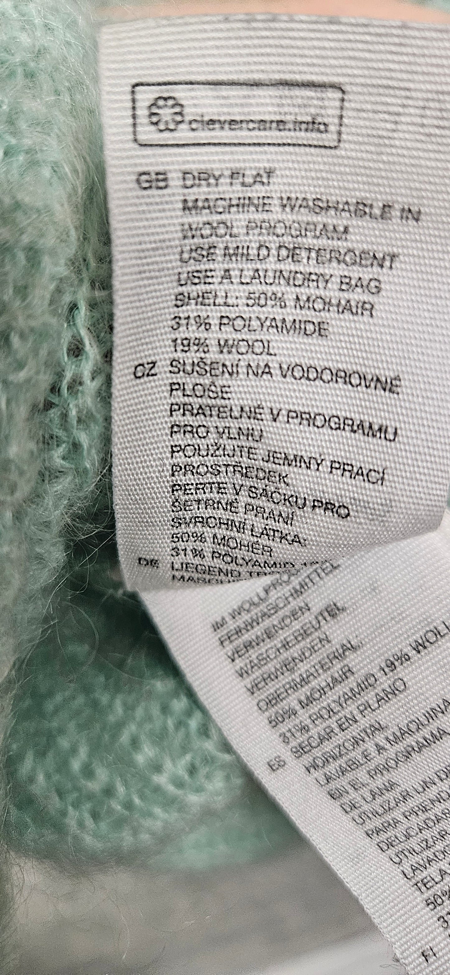 & Other Stories Mint Green Black Mohair Wool Mix Jumper Size Small