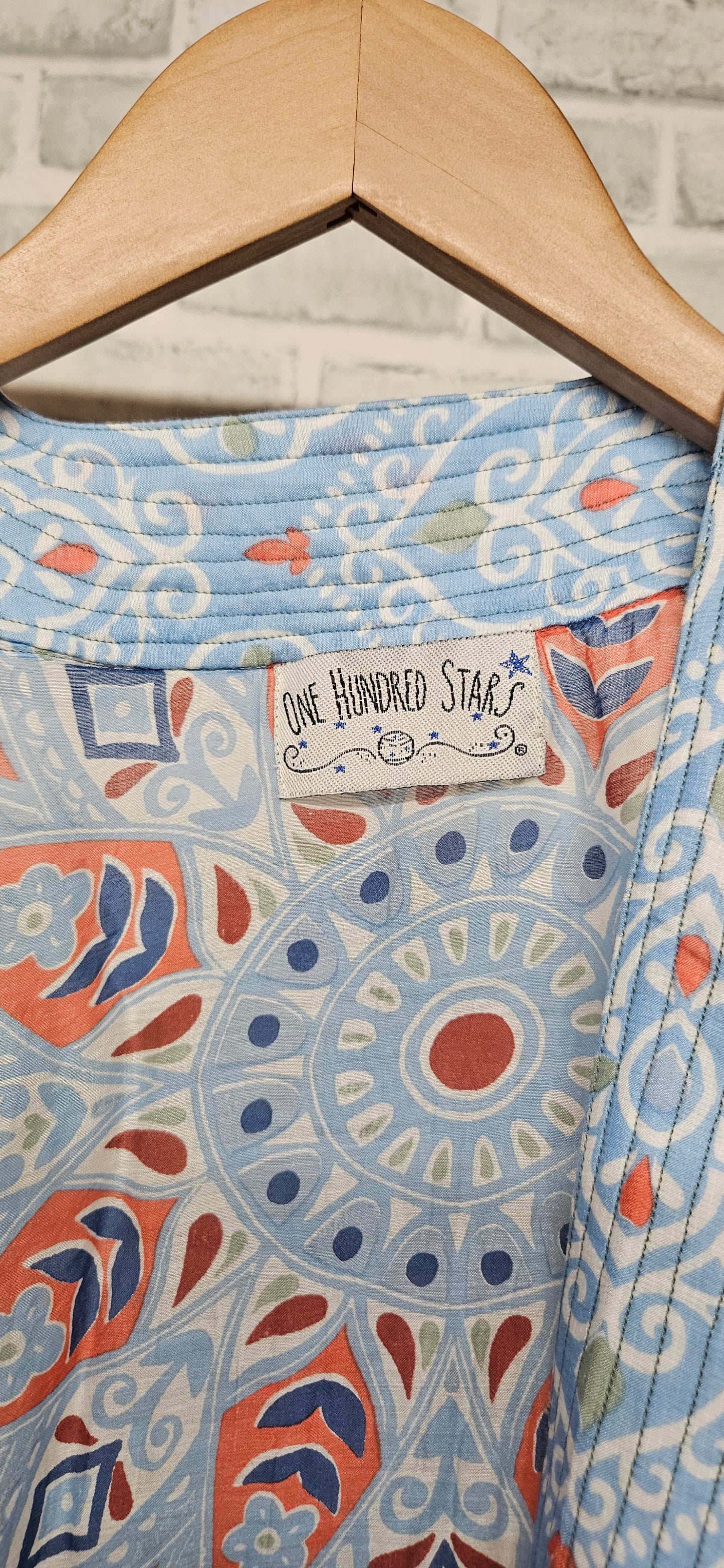 One Hundred Stars Blue Floral Print Kimono Style Jacket