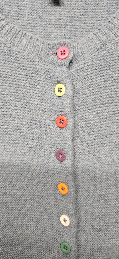 Kew Pure Merino Wool Blue Grey Cardigan Size M/12/38