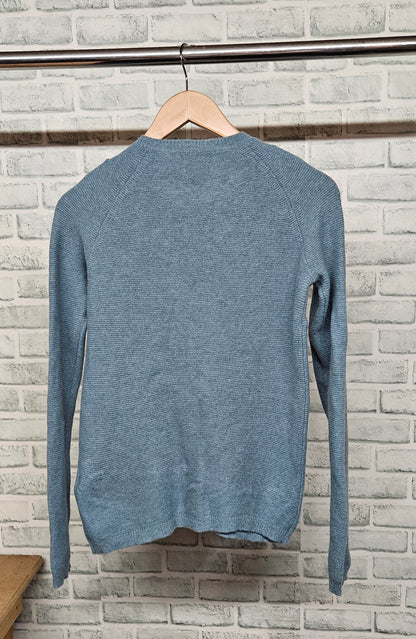 Kew Pure Merino Wool Blue Grey Cardigan Size M/12/38