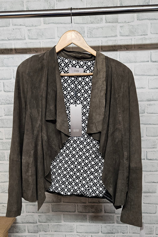 Ibana Angel Wing Goat Suede Charcoal Grey Jacket Top Size 38 BNWT