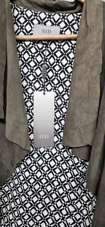 Ibana Angel Wing Goat Suede Charcoal Grey Jacket Top Size 38 BNWT