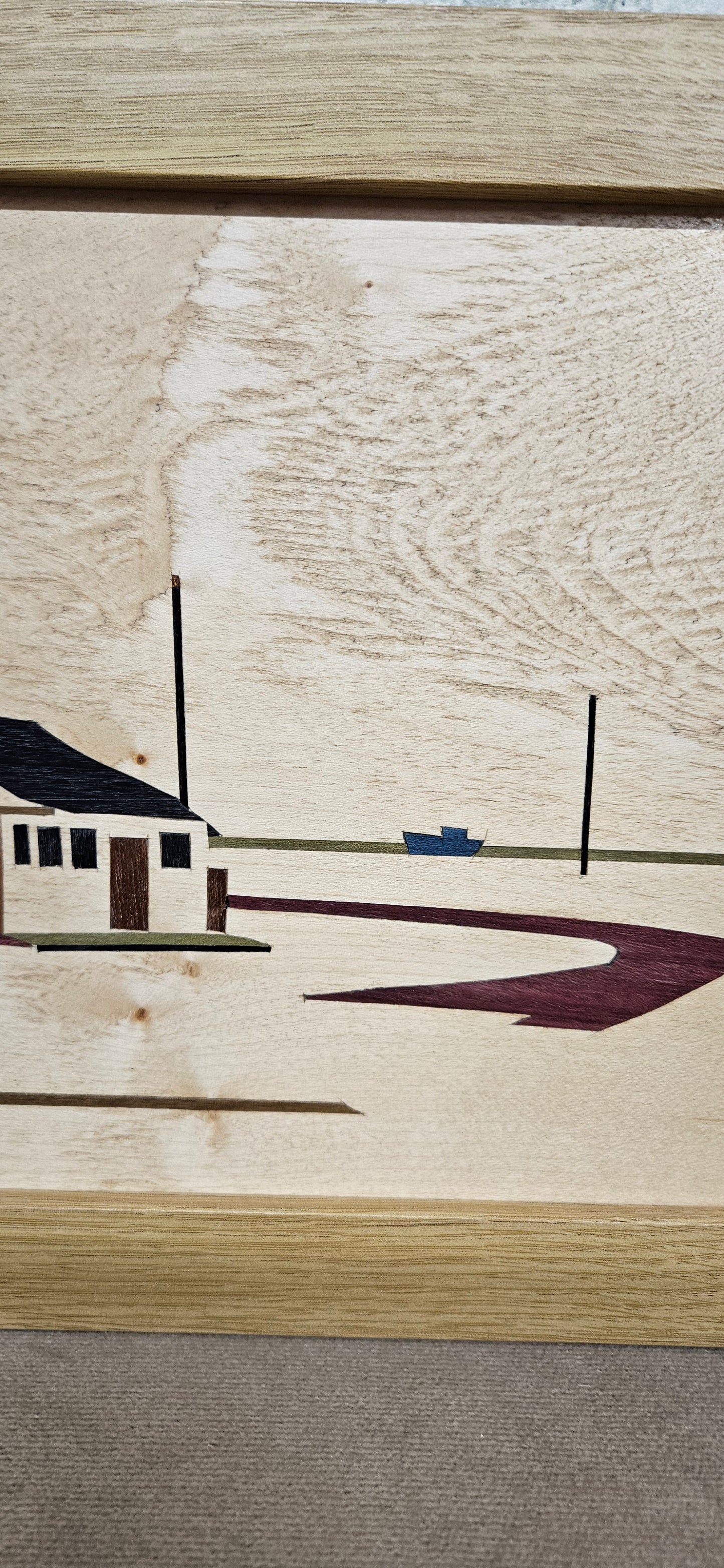 Marquetry Framed Art Blue Sky Dungeness 42.5x25.5cm