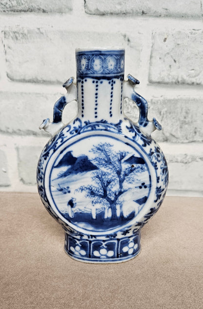 Chinese Moon Vase Blue and White Pattern