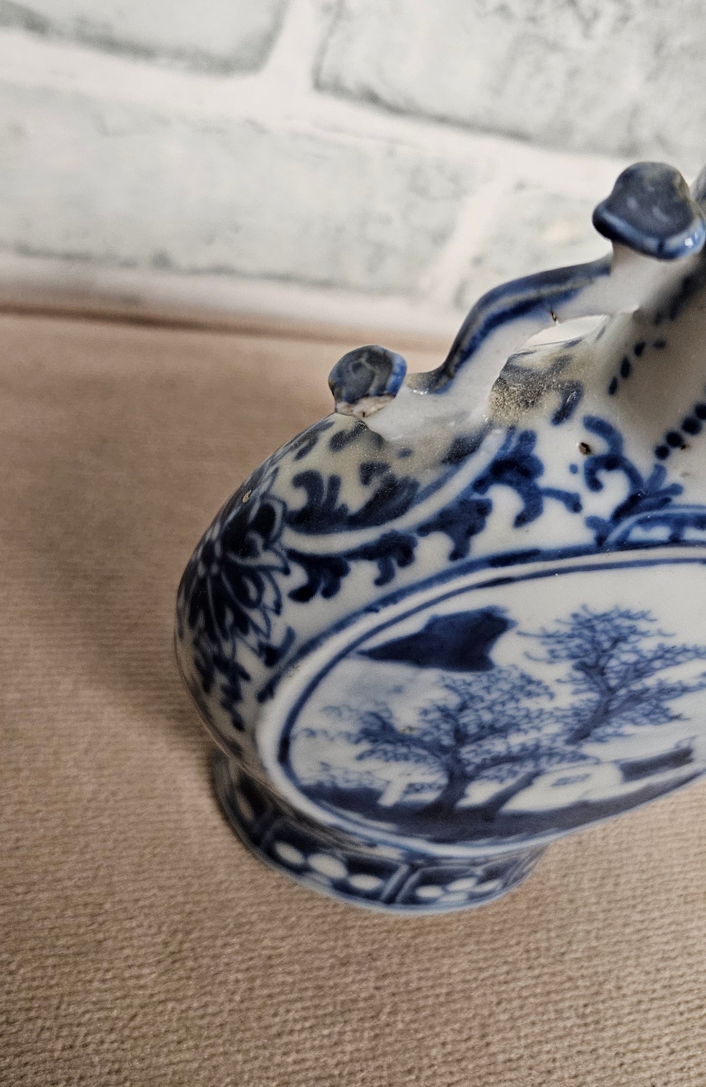 Chinese Moon Vase Blue and White Pattern