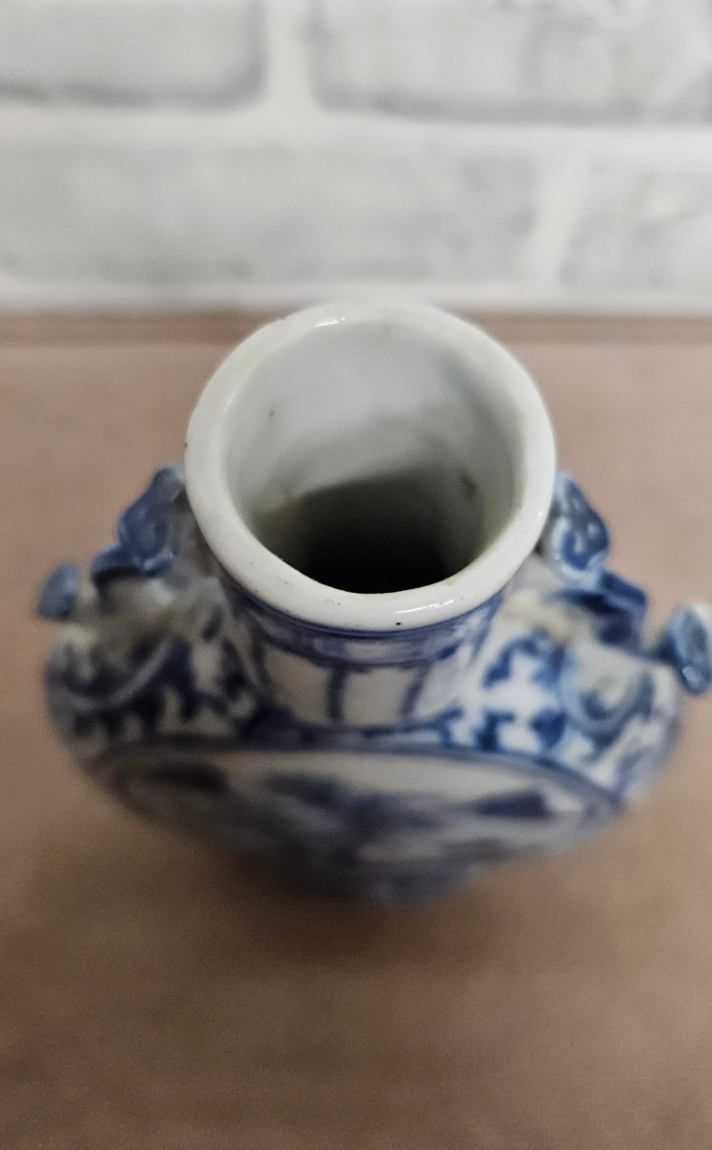 Chinese Moon Vase Blue and White Pattern