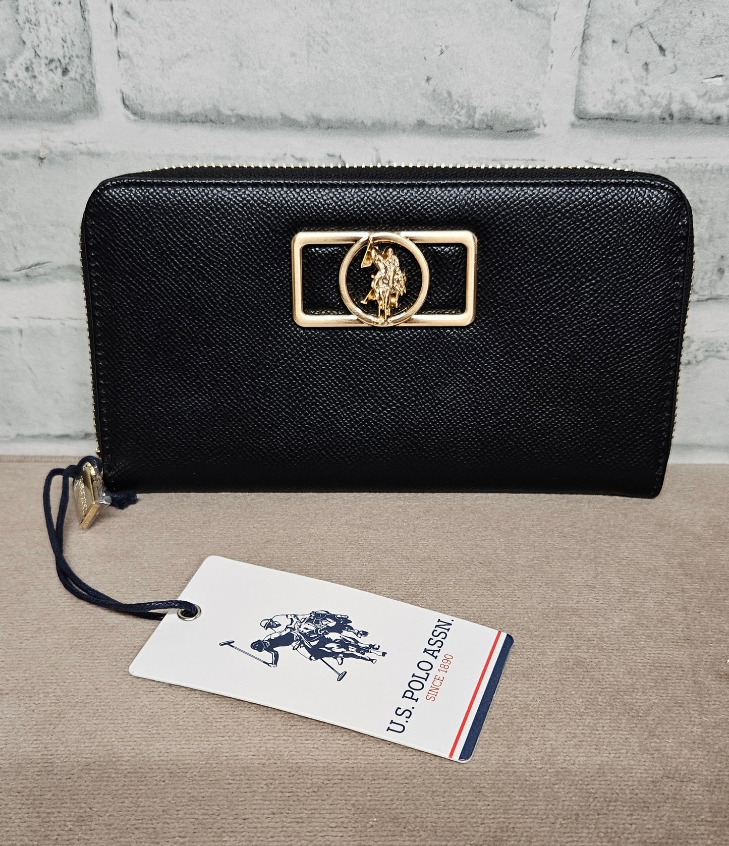 U.S. Polo Assn. Black Zip Around Wallet BNWT