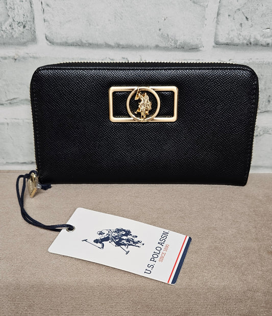 U.S. Polo Assn. Black Zip Around Wallet BNWT