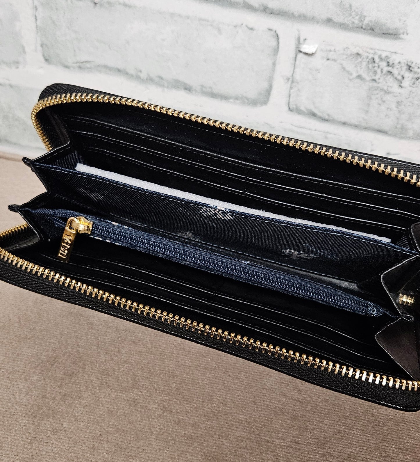 U.S. Polo Assn. Black Zip Around Wallet BNWT