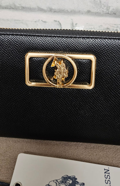 U.S. Polo Assn. Black Zip Around Wallet BNWT