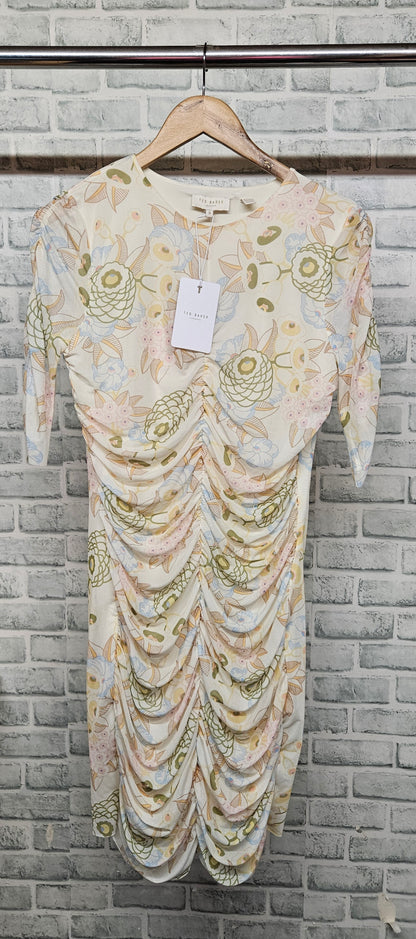 Ted Baker Ainya Ruched Mesh Dress  Dress Size 3 BNWT
