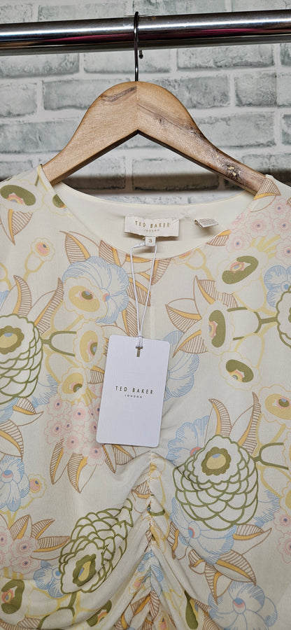 Ted Baker Ainya Ruched Mesh Dress  Dress Size 3 BNWT