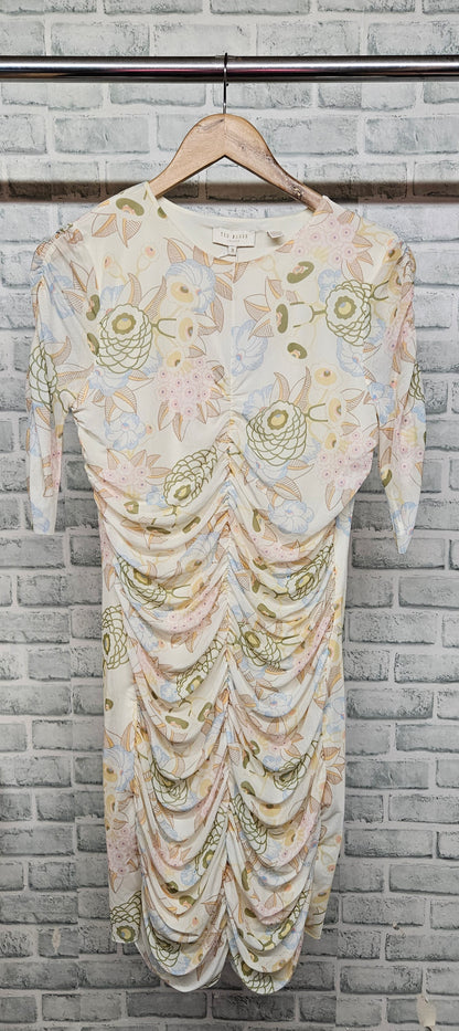 Ted Baker Ainya Ruched Mesh Dress  Dress Size 3 BNWT