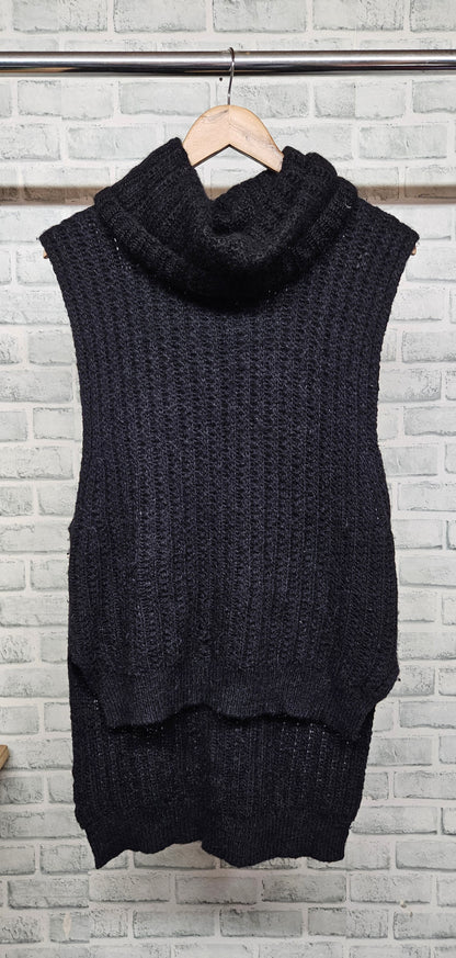 3.1 Phillip Lim Black Sleeveless Roll Neck Vest Top Size Medium