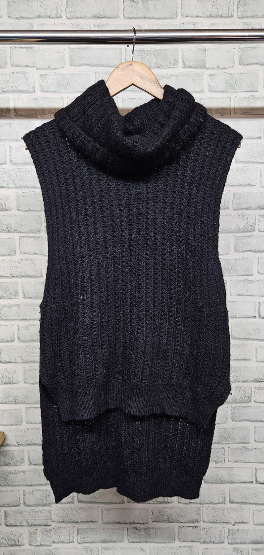 3.1 Phillip Lim Black Sleeveless Roll Neck Vest Top Size Medium