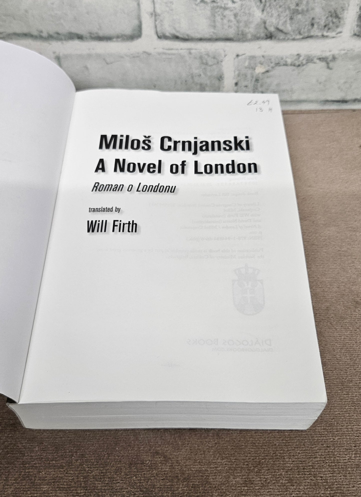Milos Crnjanski A novel of London Paperback
