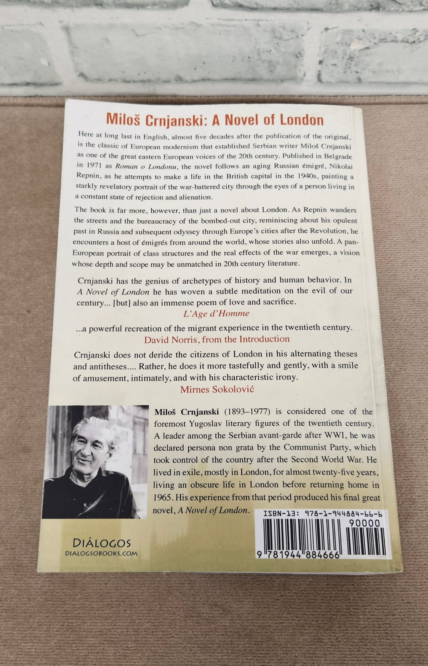 Milos Crnjanski A novel of London Paperback