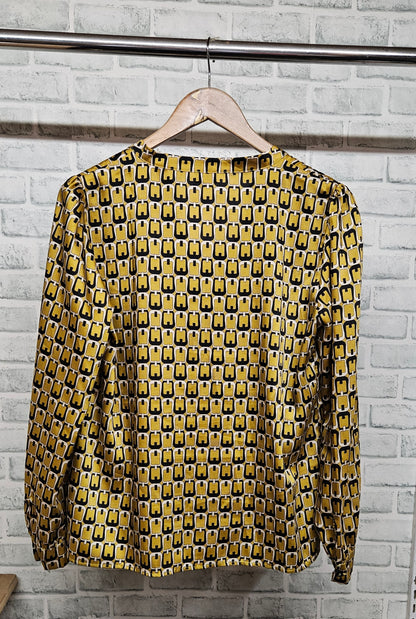 Emme Marella 70's Style Print Blouse Size 44