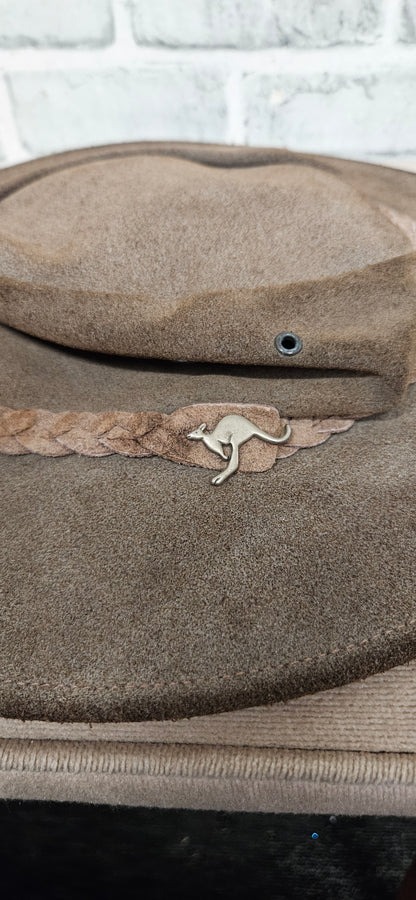 Tayberry Company Brown Leather Outback Cowboy Hat Size Large
