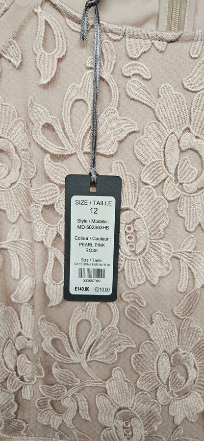 Laura Ashley Pearl Pink Rose Lace Midi Dress Size 12 BNWT