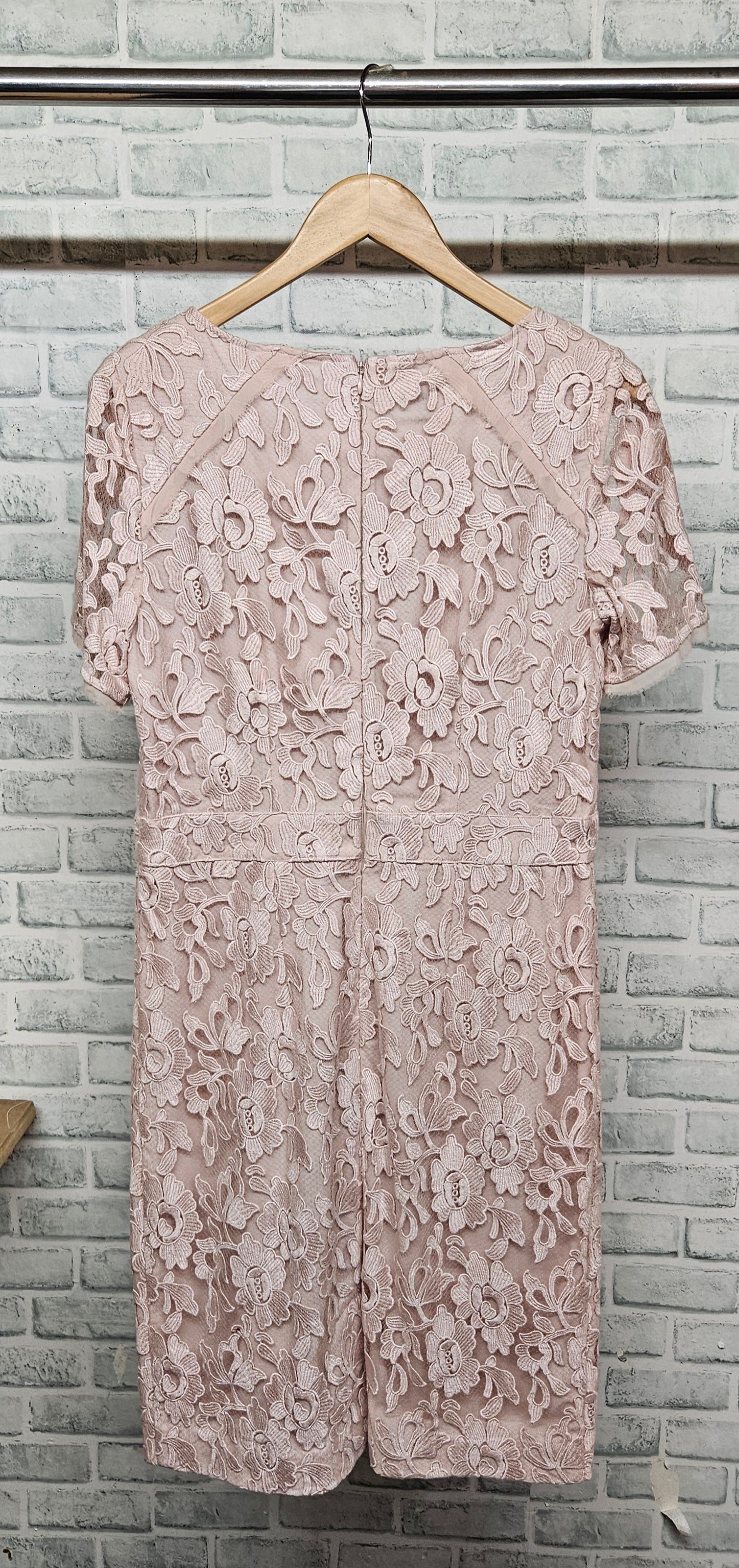 Laura Ashley Pearl Pink Rose Lace Midi Dress Size 12 BNWT
