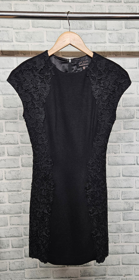 Ted Baker Black Lace Bodycon Dress Size 0