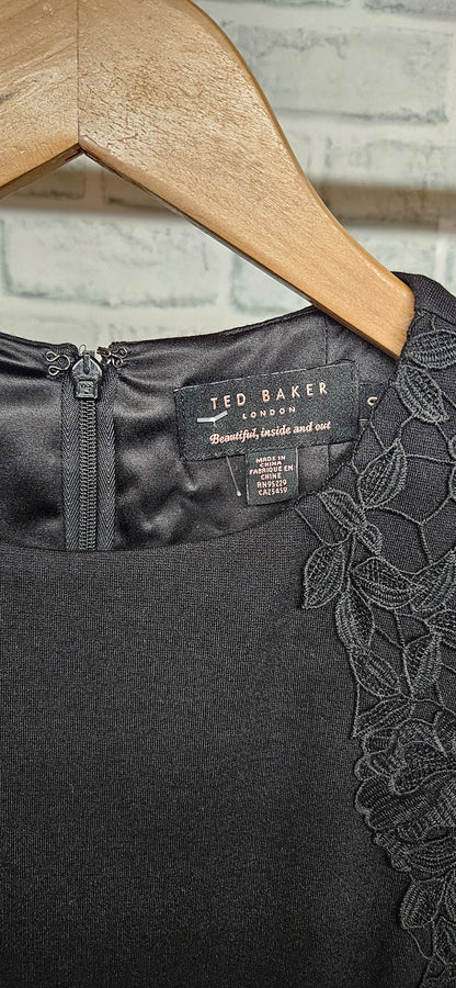 Ted Baker Black Lace Bodycon Dress Size 0