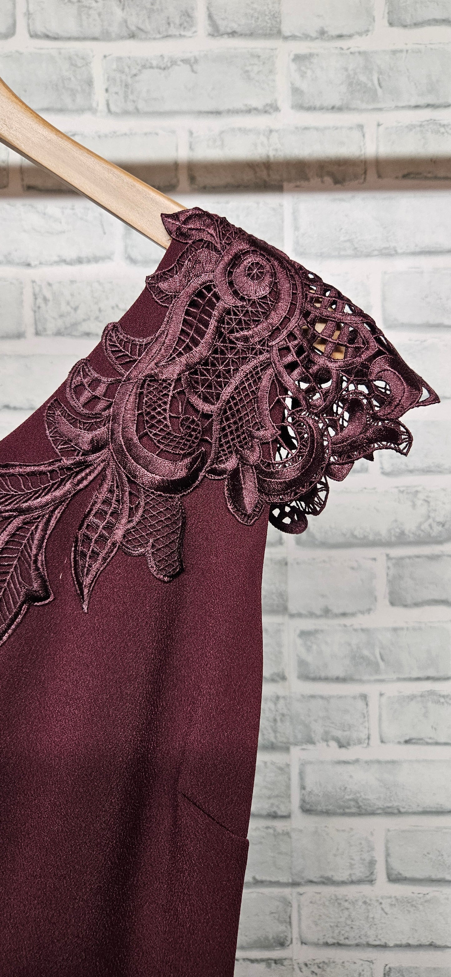Ted Baker One Shoulder Lace Trim Burgundy Bodycon Dress Size 0