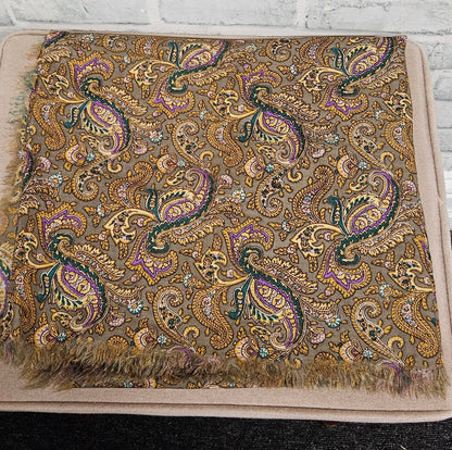 Vintage Liberty Paisley Print Square Wool Scarf