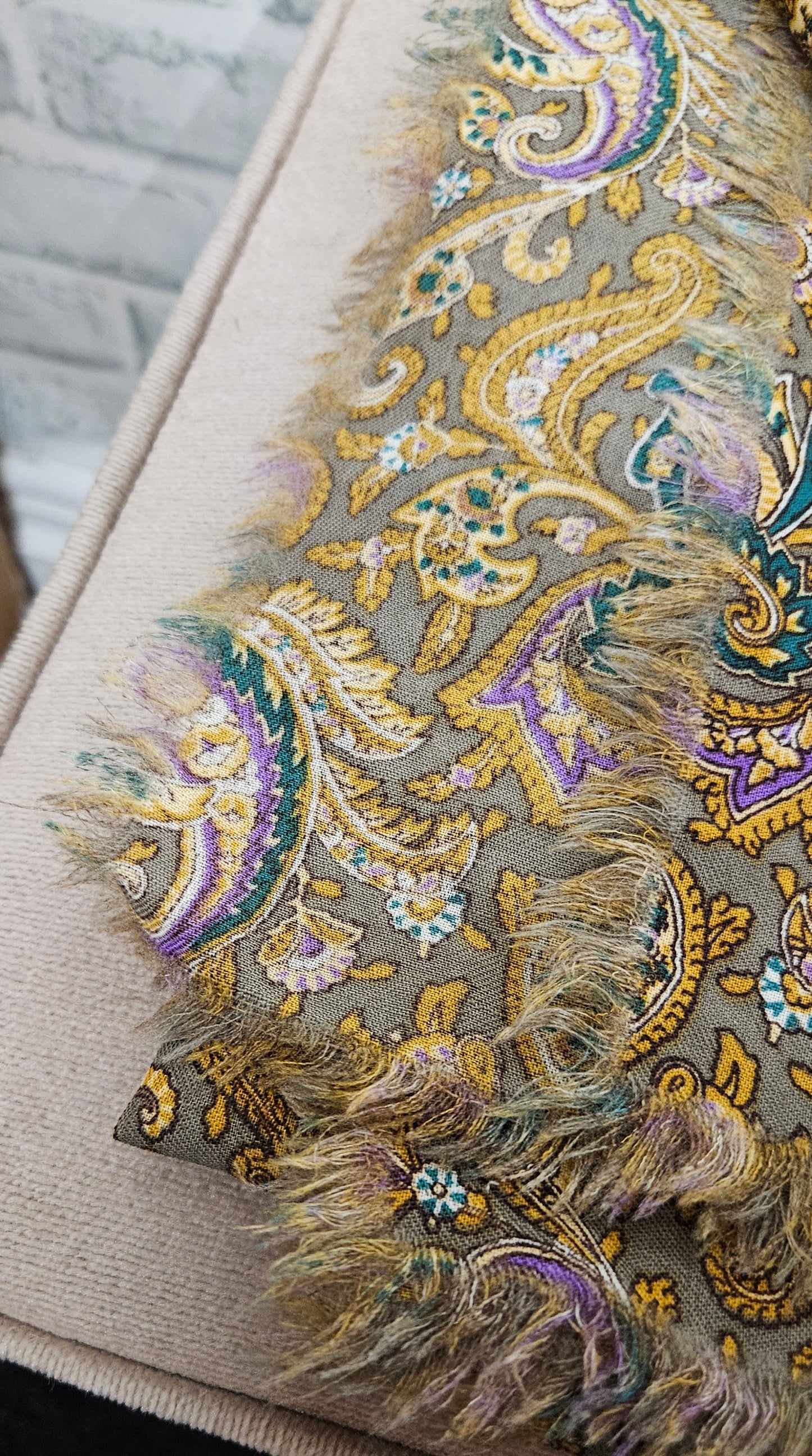 Vintage Liberty Paisley Print Square Wool Scarf