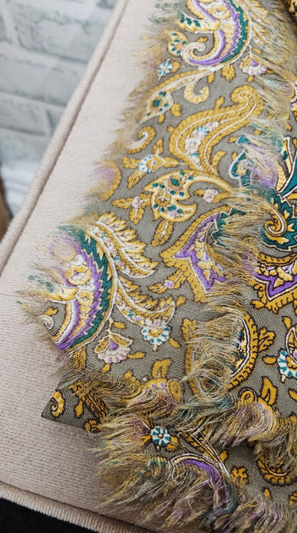 Vintage Liberty Paisley Print Square Wool Scarf