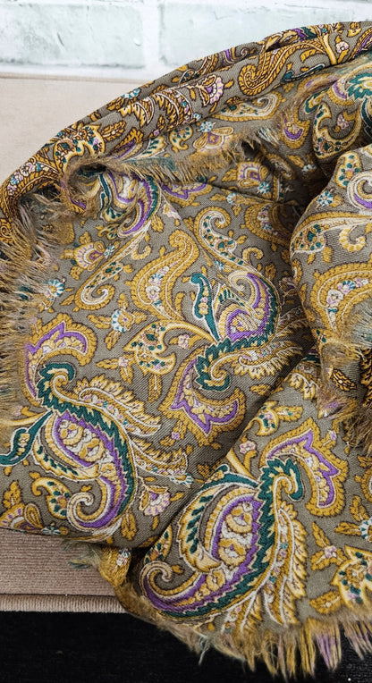 Vintage Liberty Paisley Print Square Wool Scarf