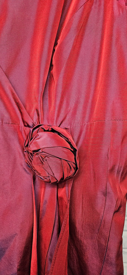 Debut Wine Red V-Neck Taffeta Maxi Dress Size 18