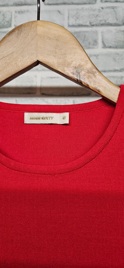 Miss Sixty Red Ribbed Cropped Top Size Small