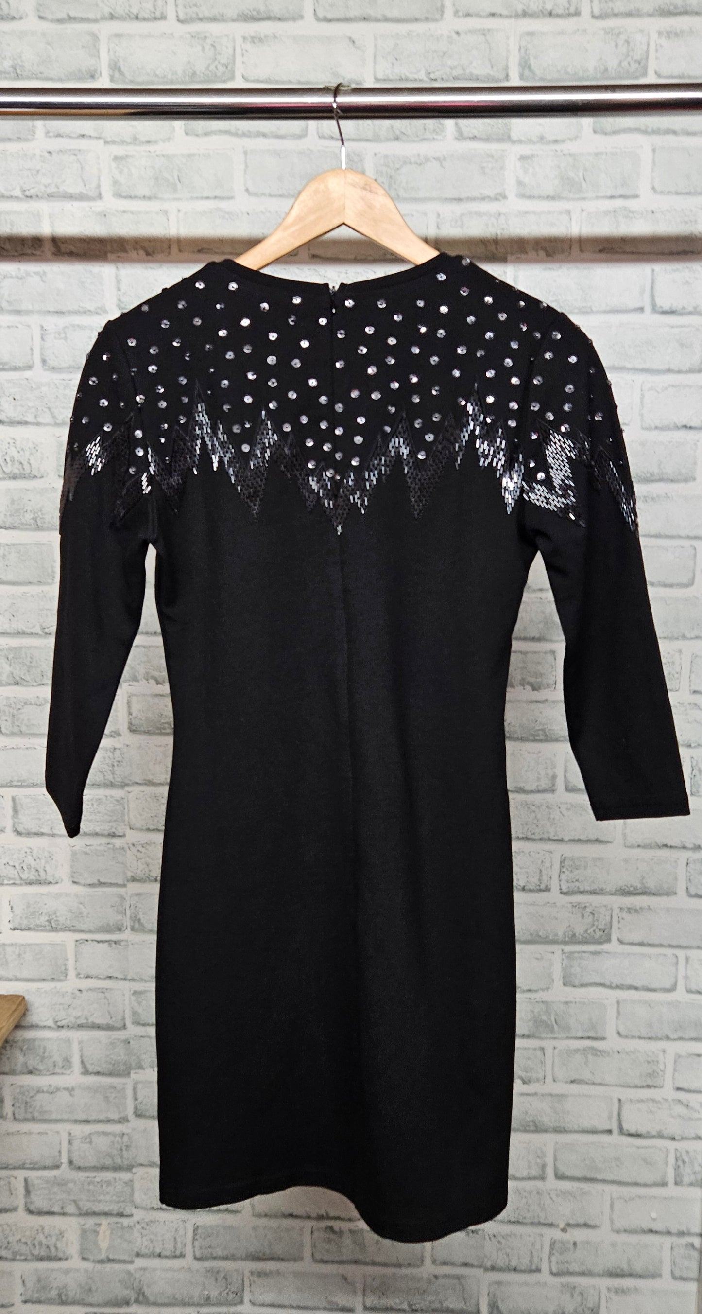 Prey Of London Black Sequin Mini Dress Size Small BNWT