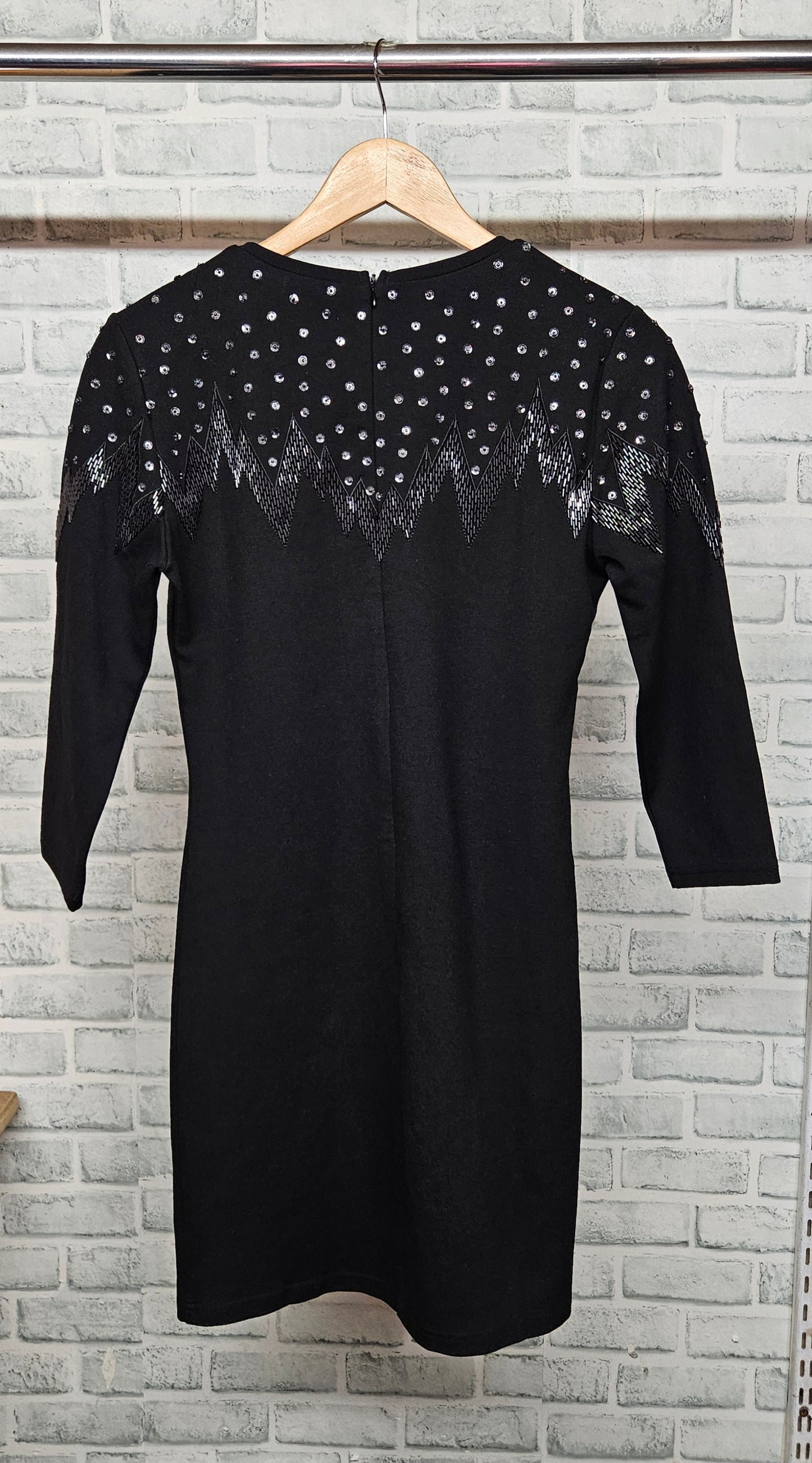 Prey Of London Black Sequin Mini Dress Size Small BNWT