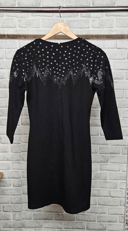 Prey Of London Black Sequin Mini Dress Size Small BNWT