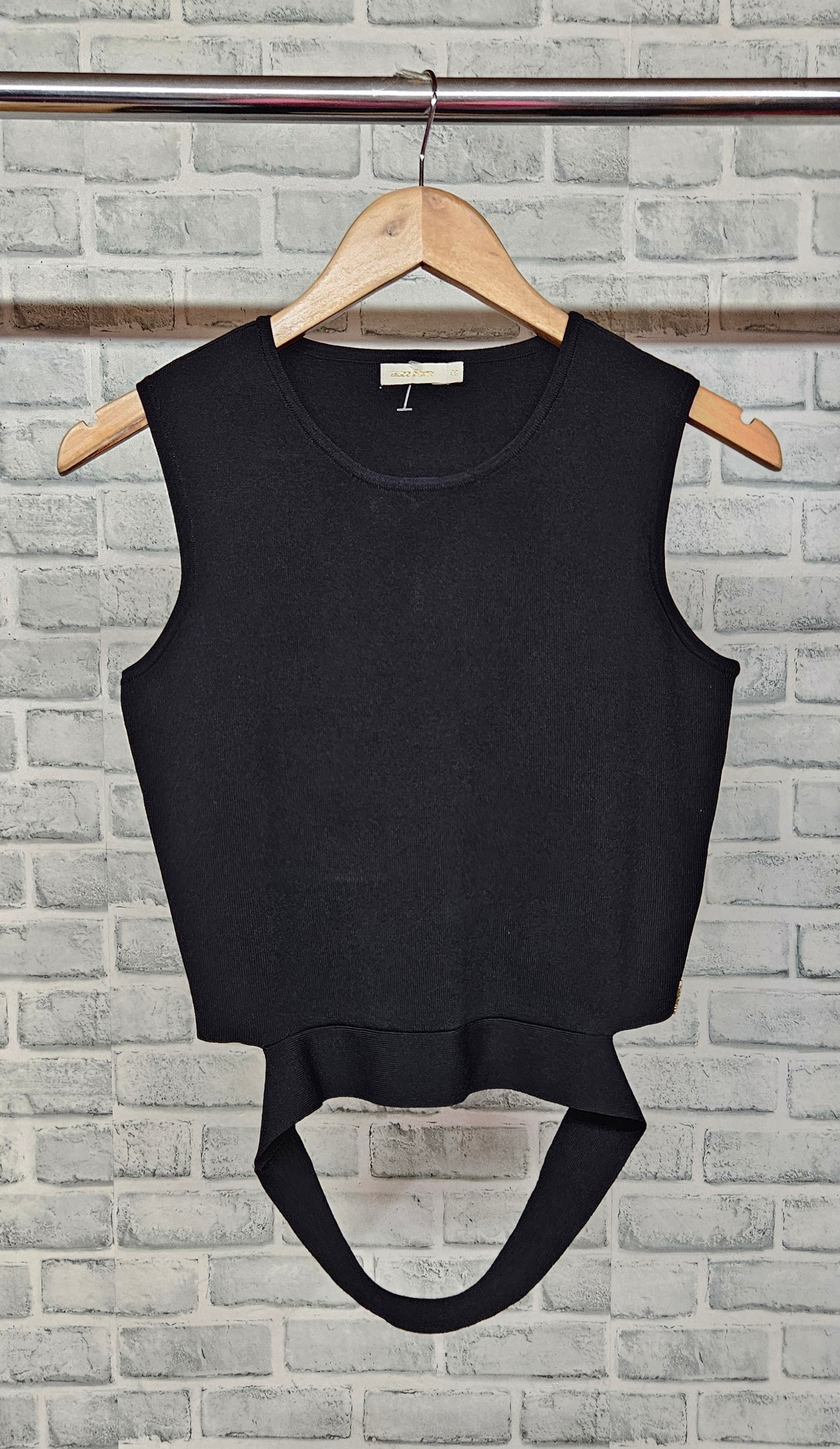 Miss Sixty Black Ribbed Bodycon Crop Top Size Medium