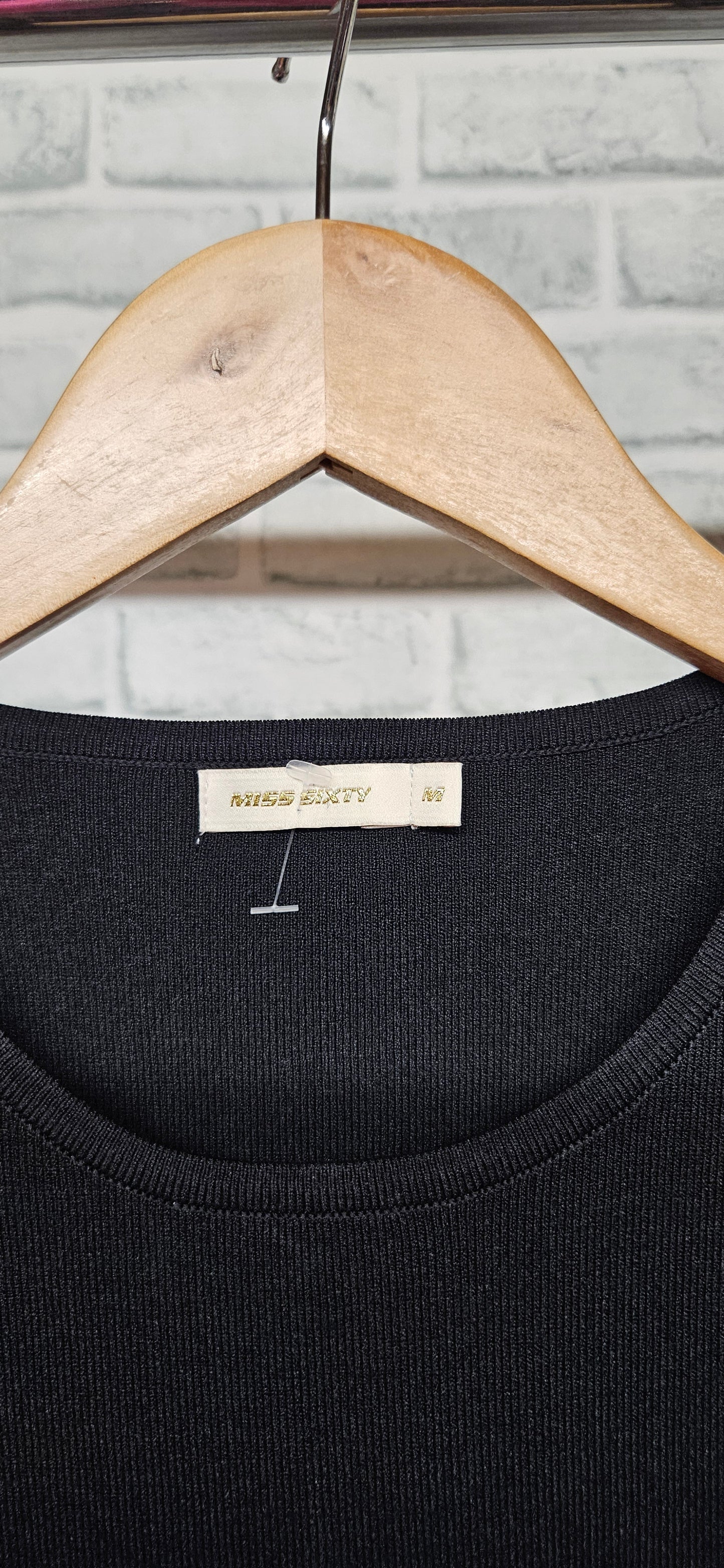 Miss Sixty Black Ribbed Bodycon Crop Top Size Medium
