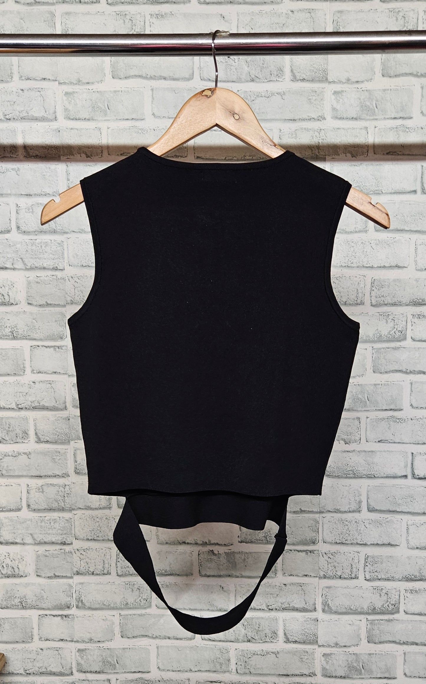 Miss Sixty Black Ribbed Bodycon Crop Top Size Medium