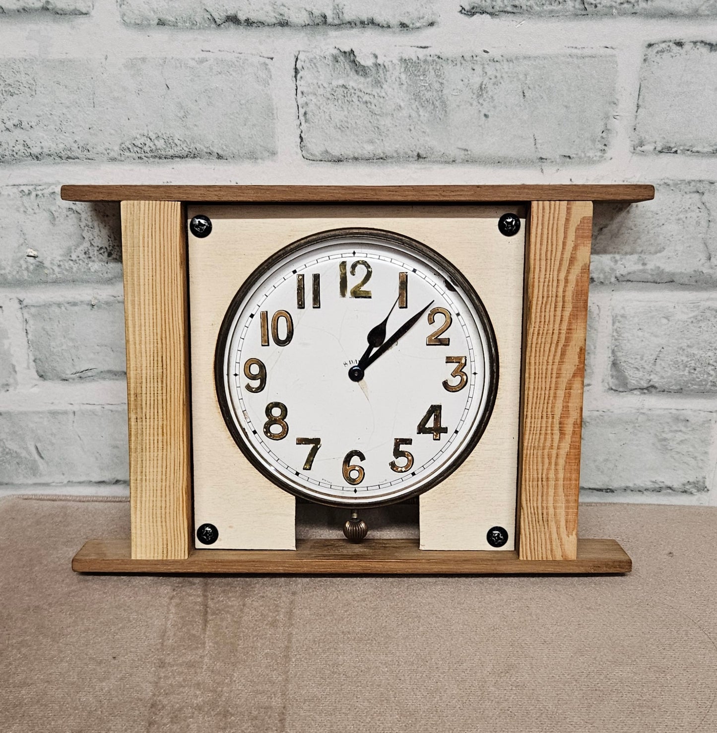 Vintage 8 Days Car Clock in Wooden Frame Needs Restoring