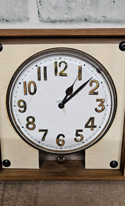 Vintage 8 Days Car Clock in Wooden Frame Needs Restoring